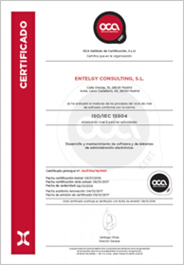 Entelgy renueva su certificación ISO/IEC 15504 (SPICE) Nivel 3, norma incluida en su sistema global de calidad